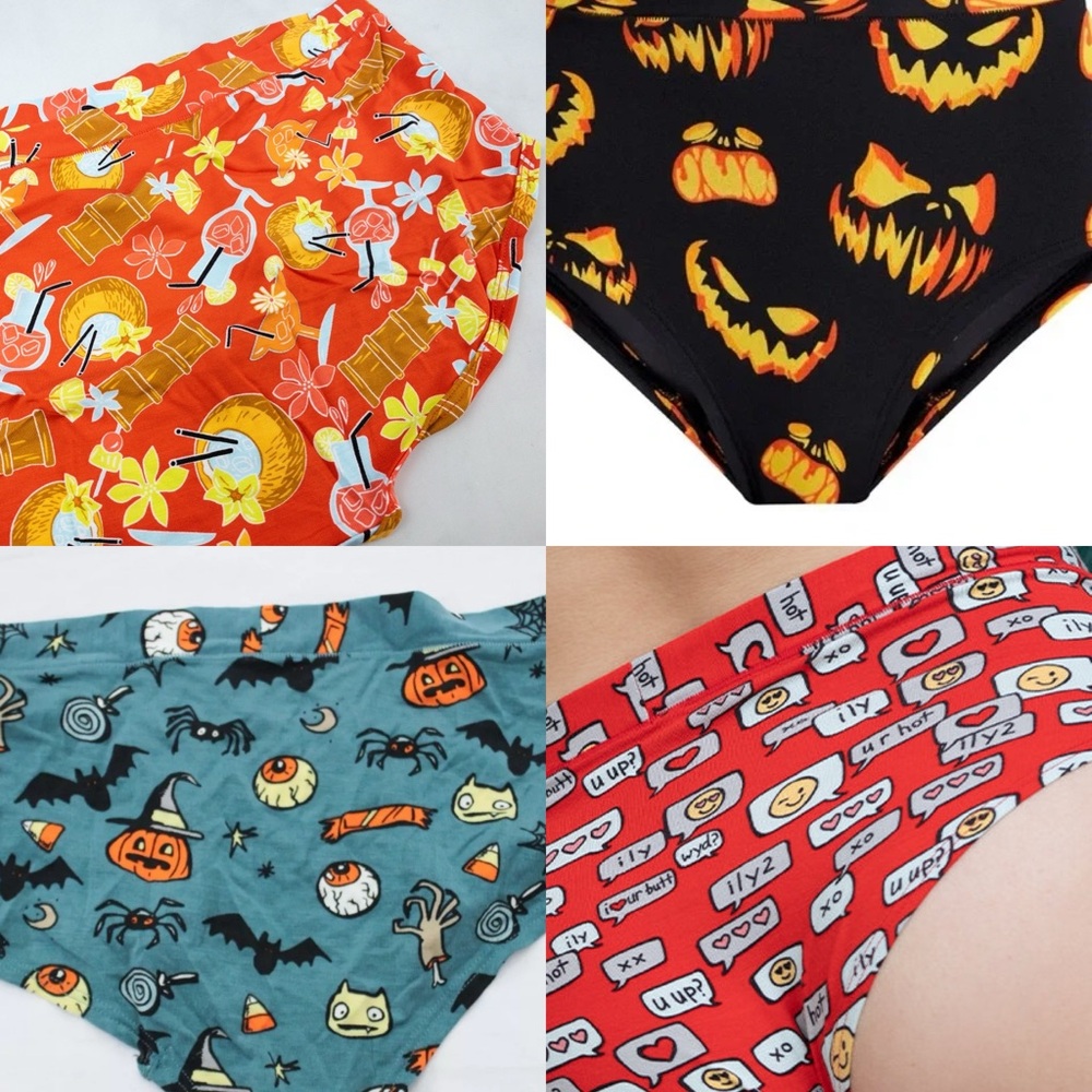 meundies * NWT M * SET OF 4 feelfree cheeky brief panties underwear festive